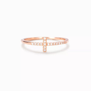 925 Sterling Silver Cross Ring 18k Rose Gold-plated in Silver with cross motif