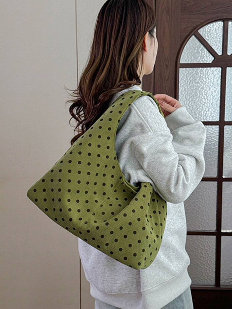 handbag in Green with polka dot and polka-dot print