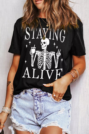 streetwear t-shirt in Black with round neck