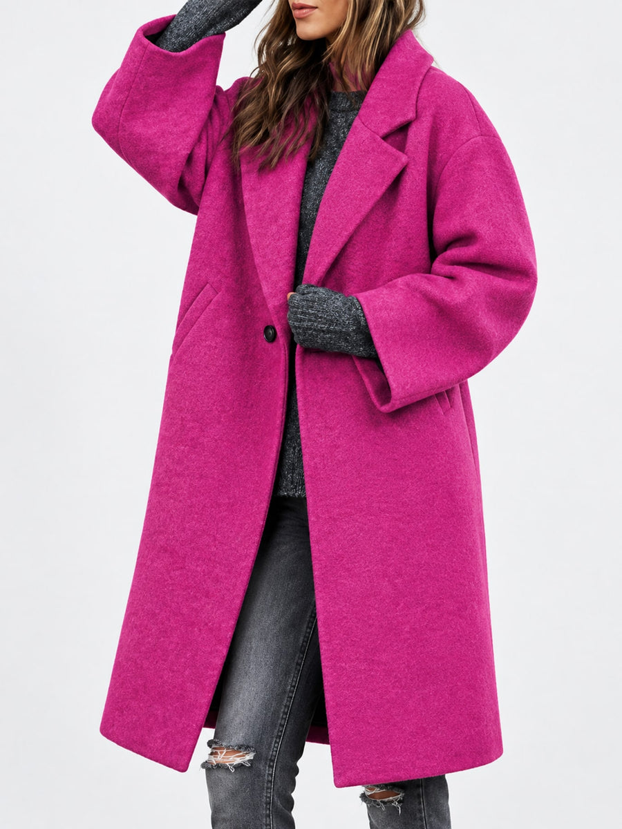 Polyester 100% Care instructions: Hand wash or professionally dry clean overcoat in Bright Blue with oversized silhouette