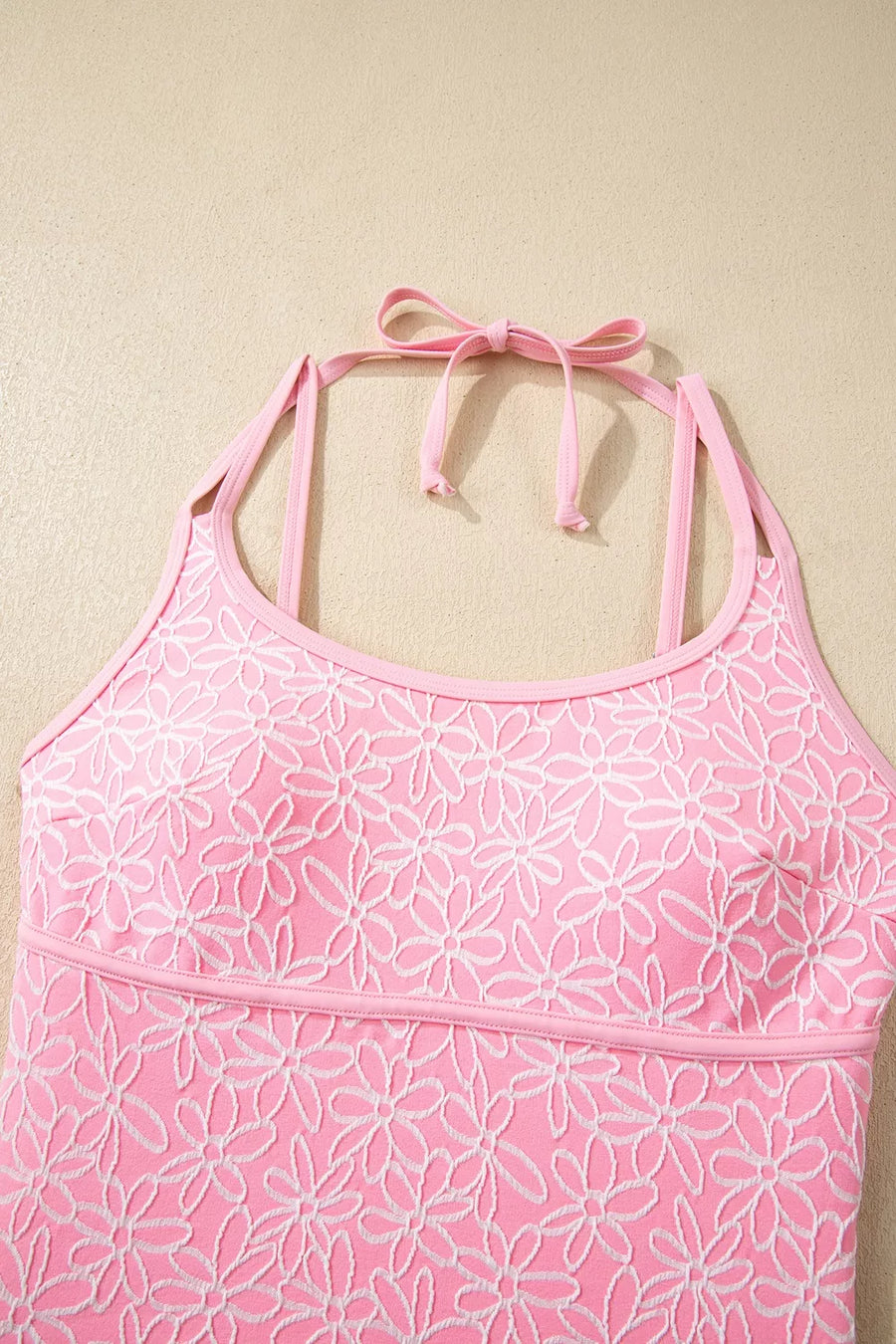 blush pink one-piece swimsuit