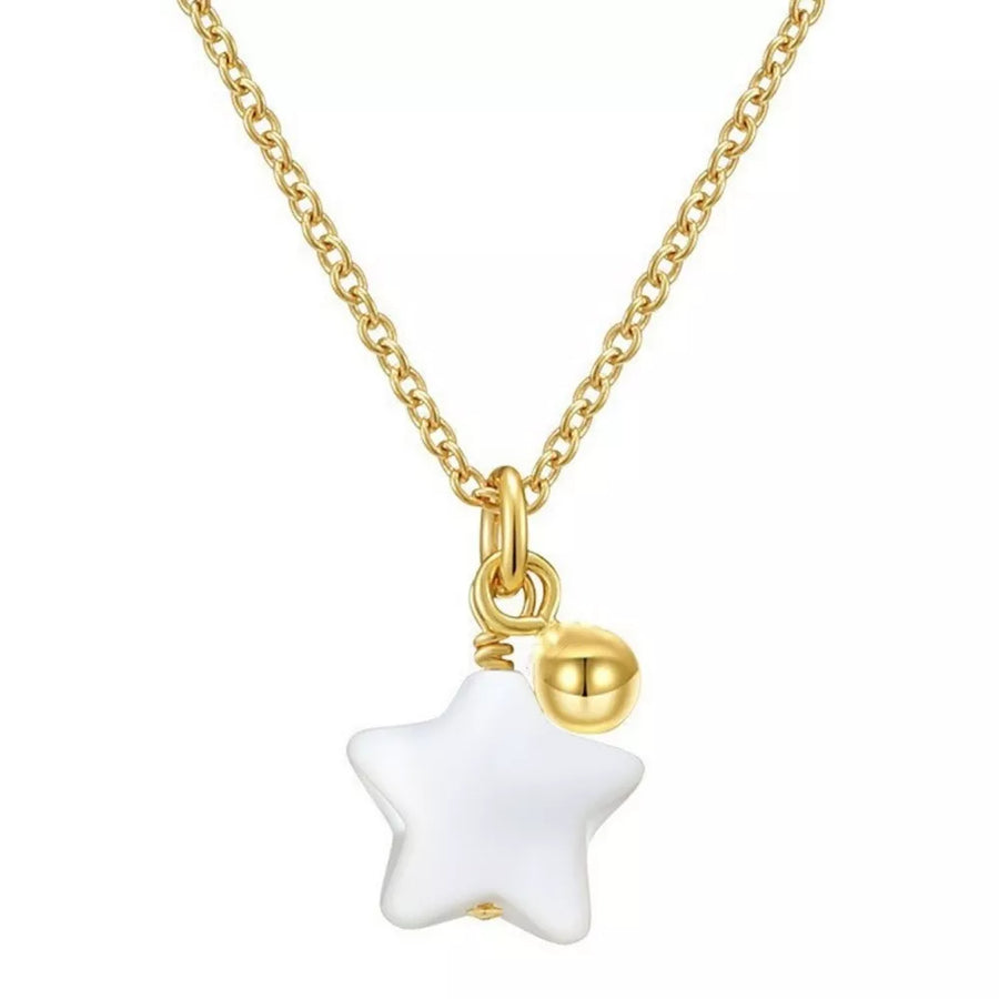 necklace in white with star charm and choker