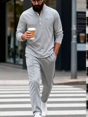 Apricot henley with chest pocket and long sleeve