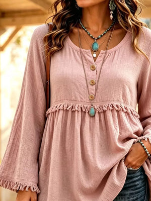 100% polyester Care instructions: Machine wash cold blouse in Gray with A-line silhouette