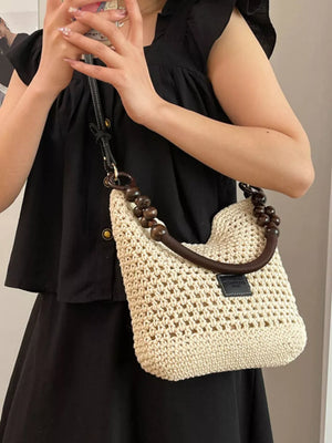 Cream Crochet Knit Crossbody Bag
