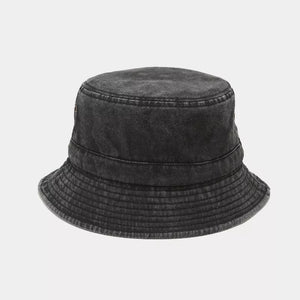 Washed Cotton Bucket Hat in burgundy with eyelets
