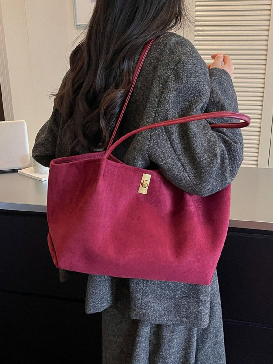 black with tote with turn-lock closure