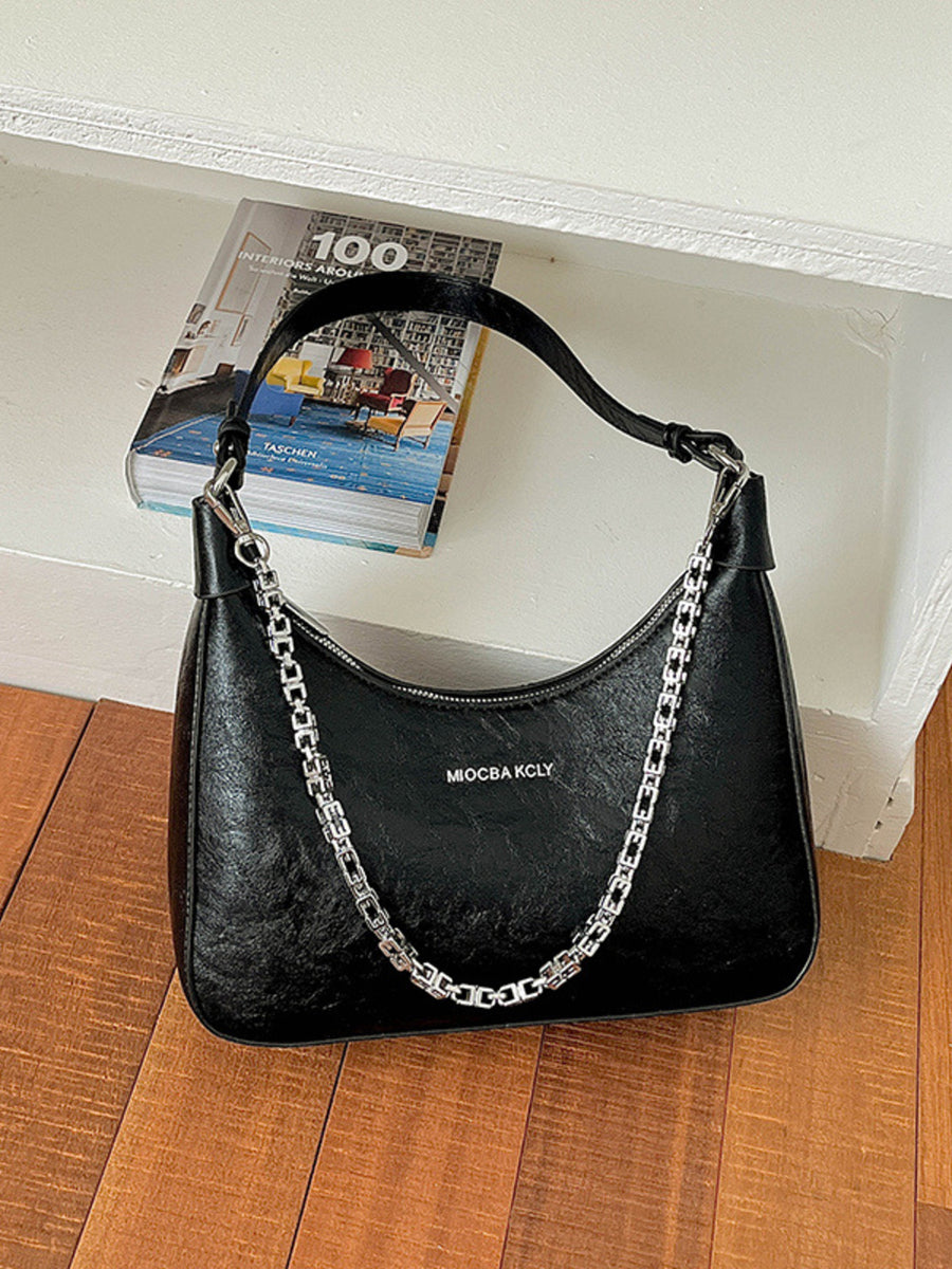 Chain Detail Shoulder Bag in black with chain detail