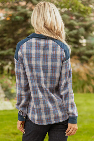 Plaid jacket with hip-length and zip-front