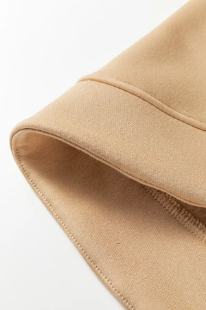 Eyelet Button Placket Dropped Shoulder Sweatshirt in camel with dropped shoulder