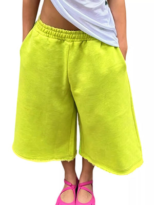 Wide-leg Cropped Sweatpants With Pockets in Green, view 13
