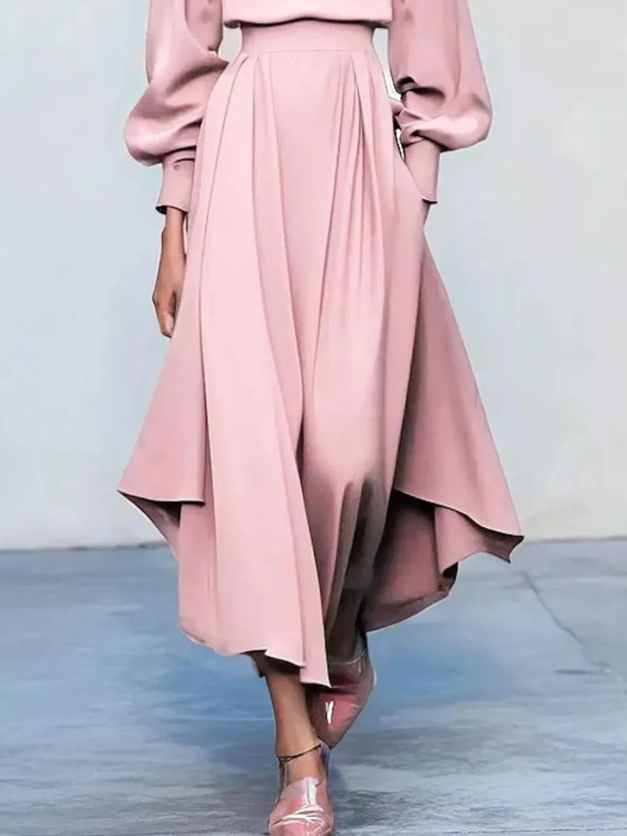 blush pink midi dress with midi and back-zip