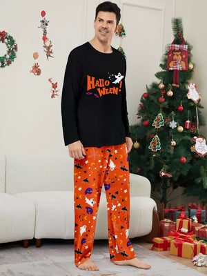 orange pajama set featuring plus-size and novelty print