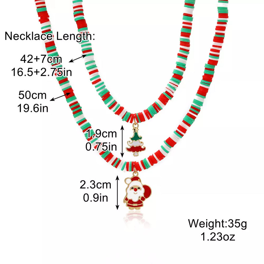 necklace in green with striped and two-layer