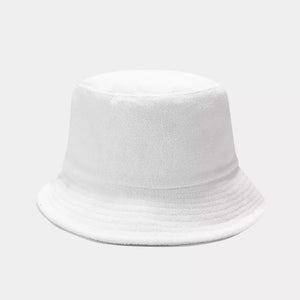Solid Color Bucket Hat in White with ribbed brim