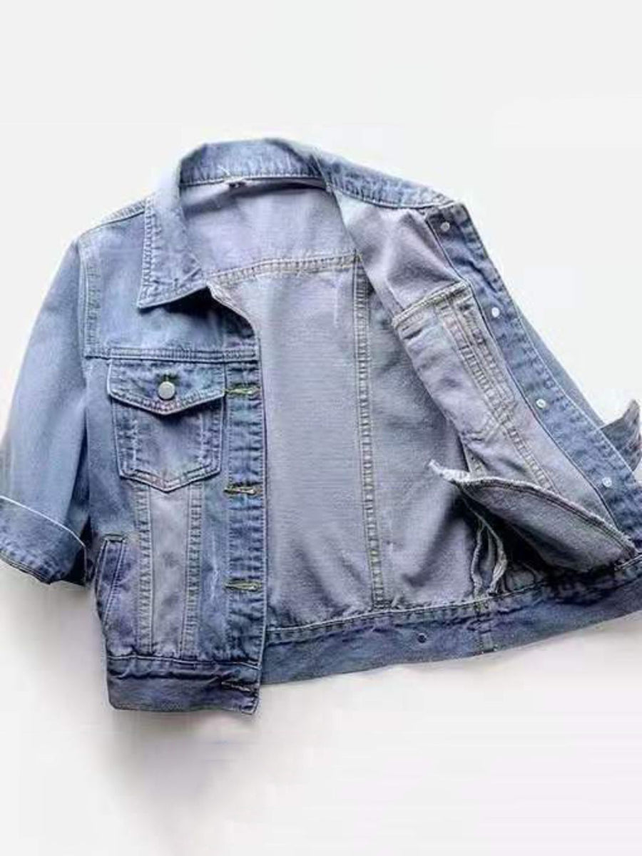 Light Blue regular denim jacket with collared