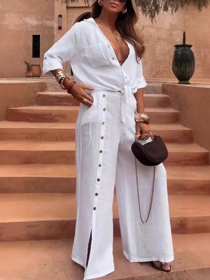 resort button-up shirt in Taupe with collared