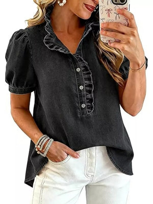 95%cotton, 5%spandex Care instructions: Machine wash cold blouse in Dark Blue with regular silhouette