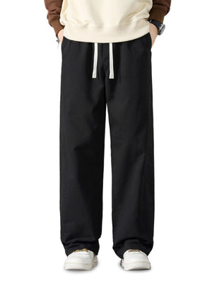 wide-leg pants in Khaki with drawstring waist and full-length