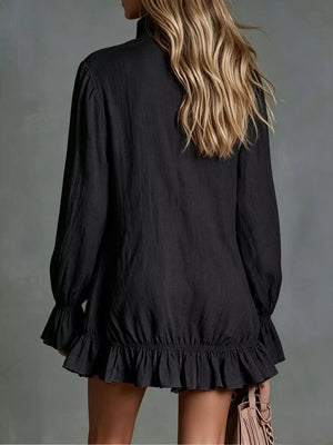 Black mini dress with mini and half-zip