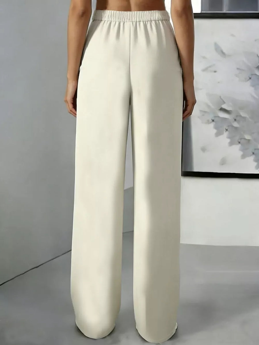wide-leg pants in Purple with high-waisted and full-length