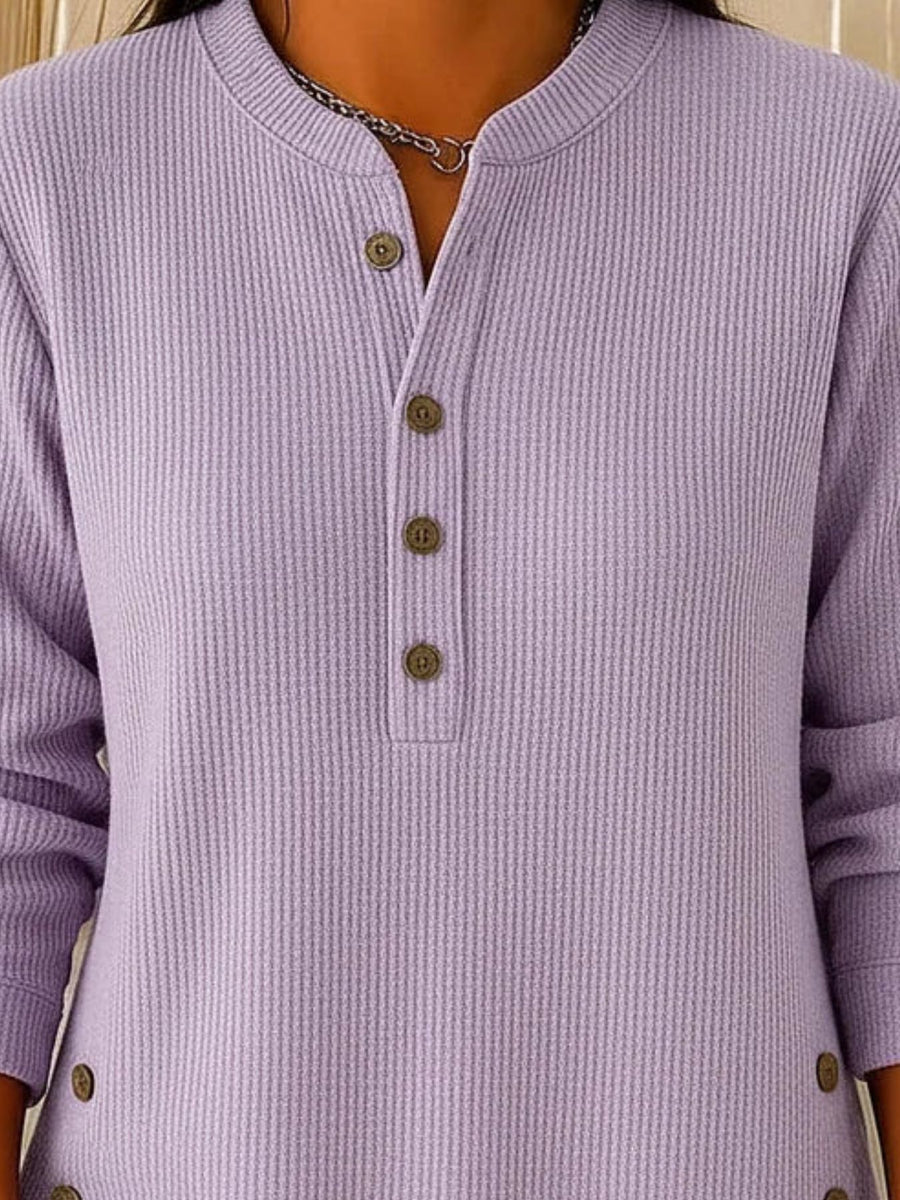 100% polyester Care instructions: Machine wash cold henley in Wine Red with relaxed silhouette