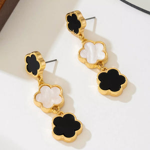 Black earrings with drop and post-back
