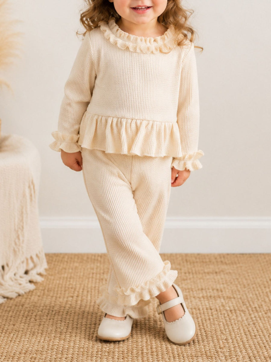 Pink pajama set featuring ribbed and ribbed