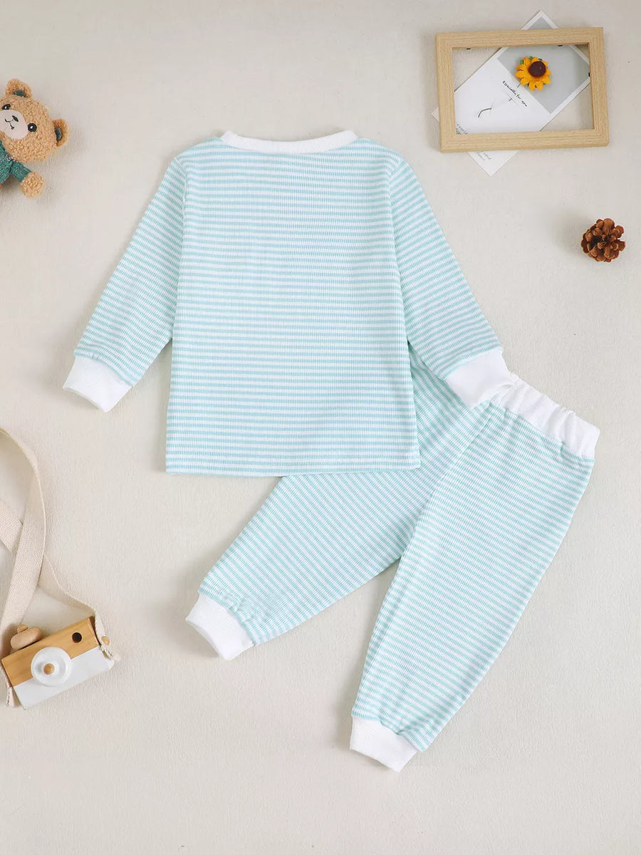 Children's Bear Striped Top And Pants Set option 7