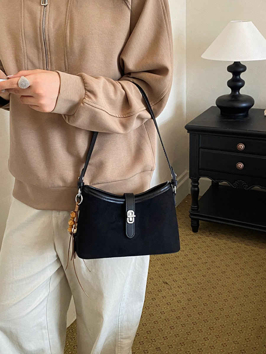 Vintage Buckle Detail Shoulder Bag in Khaki with buckle detail