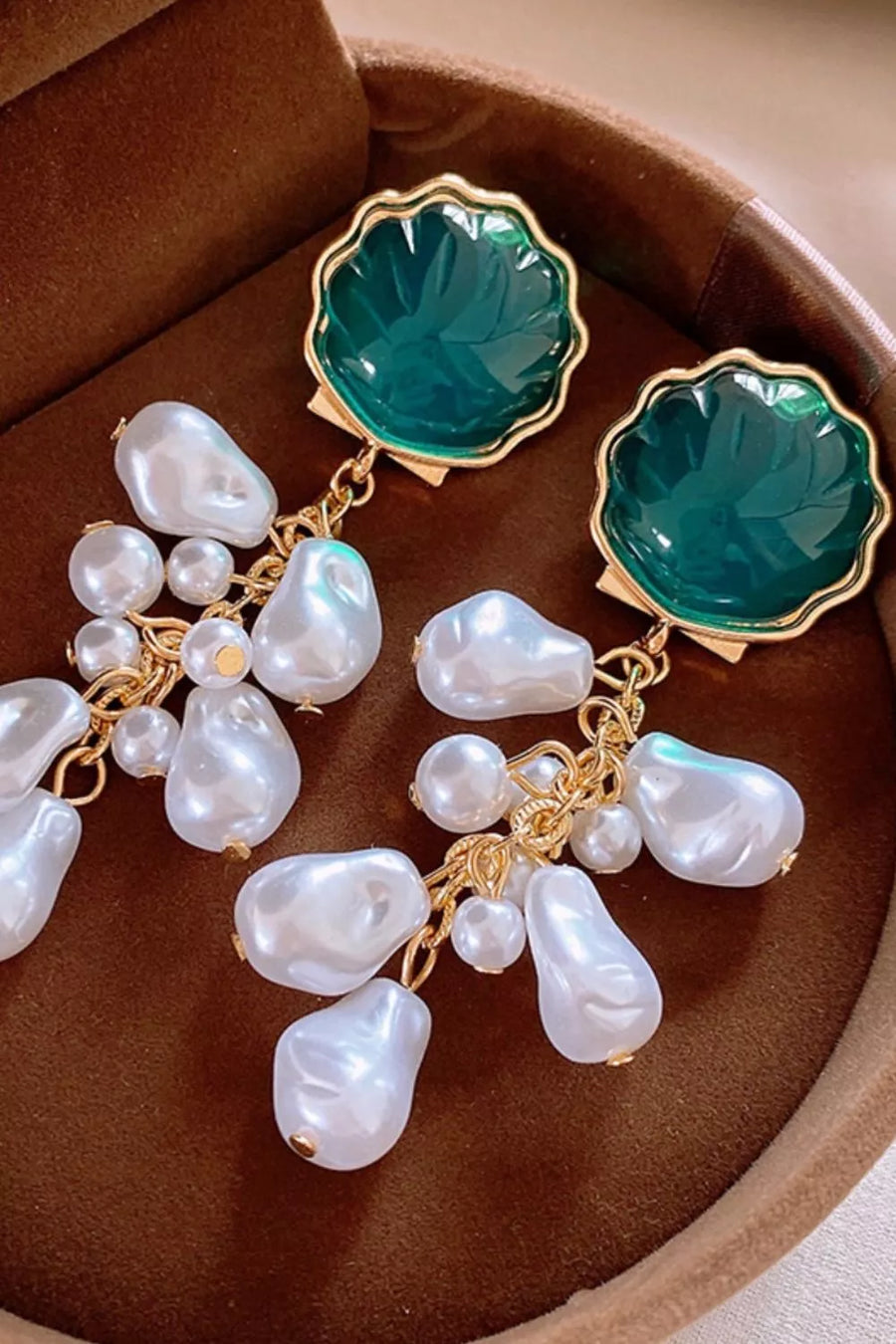 earrings in Style F with geometric and drop design