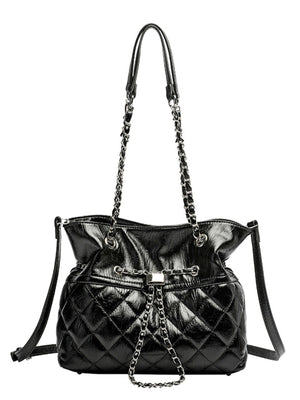 Medium Quilted Chain Shoulder Bag in black