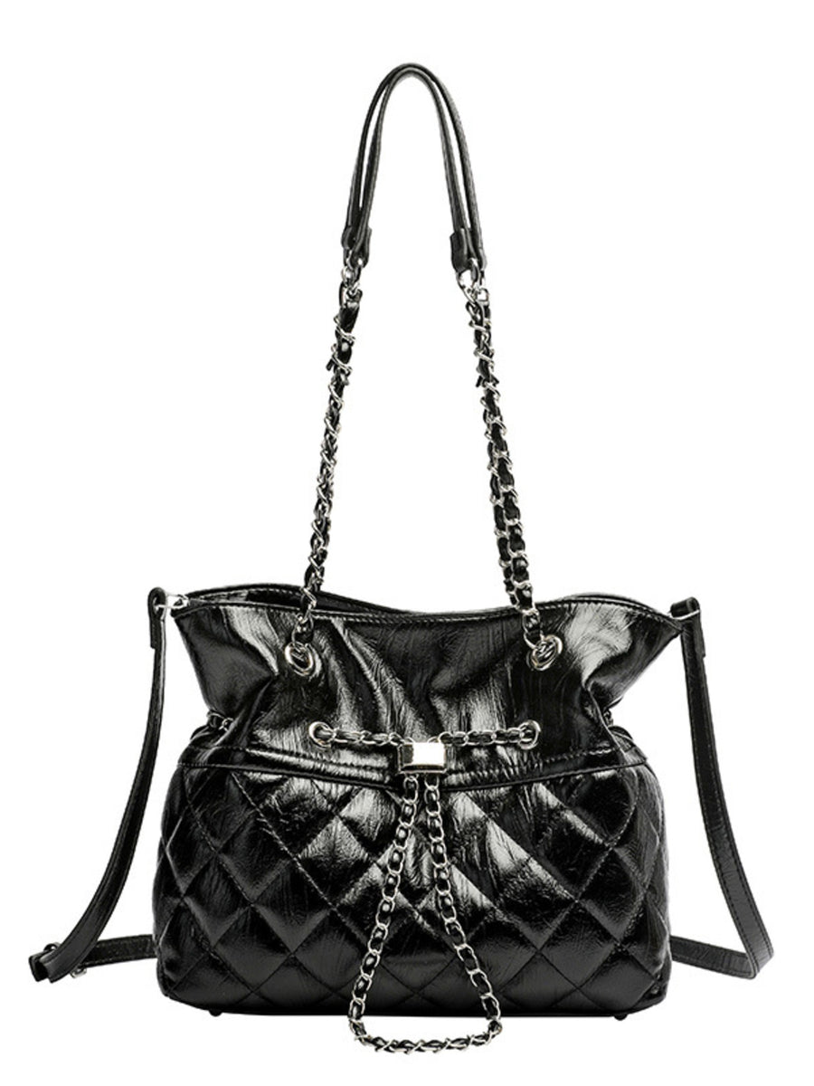 Medium Quilted Chain Shoulder Bag in black