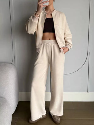 100% polyester Care instructions: Machine wash cold lounge set in Wine Red with relaxed silhouette