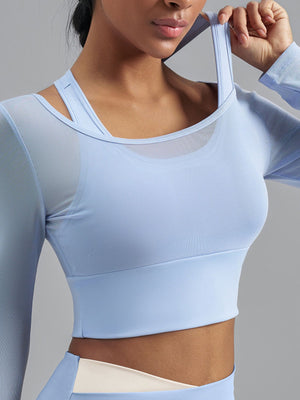 athleisure t-shirt in periwinkle with round neck