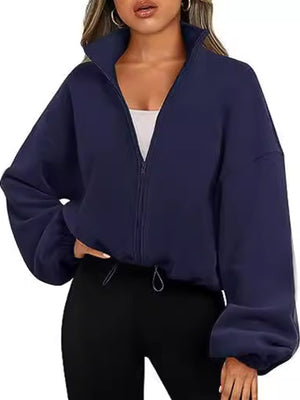 windbreaker in Navy with zipper and cropped