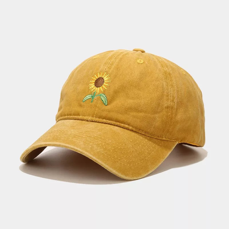 cap in mustard featuring embroidered and fitted fit