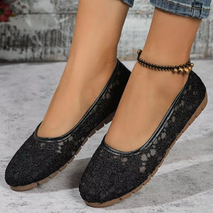 Black Round Toe Slip-ons