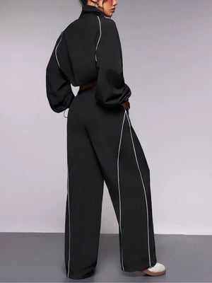 athleisure tracksuit in burgundy with mock neck
