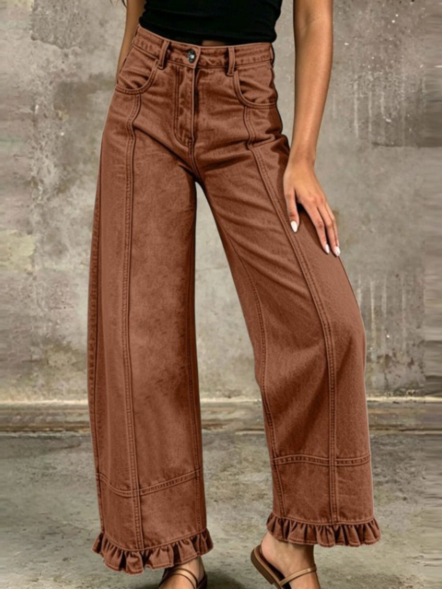jeans in Beige with buttoned and ankle-length