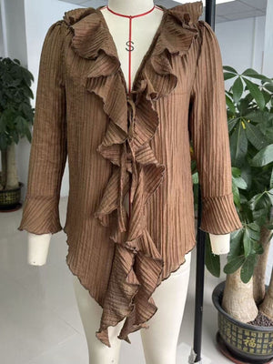 100% polyester Care instructions: Machine wash cold blouse in Dusty Pink with relaxed silhouette