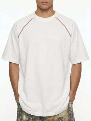 Men S Round Neck Short Sleeve T-shirt in White