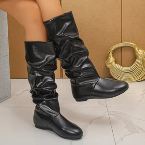 PU Leather,Rubber Imported Size & boots in Brown with slouchy silhouette