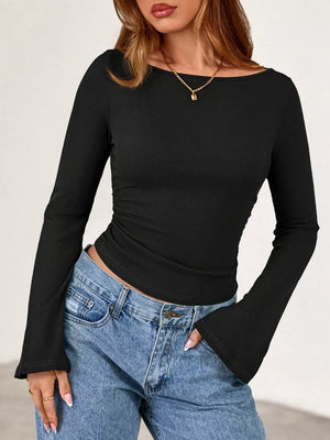 Apricot fitted t-shirt with boat neck