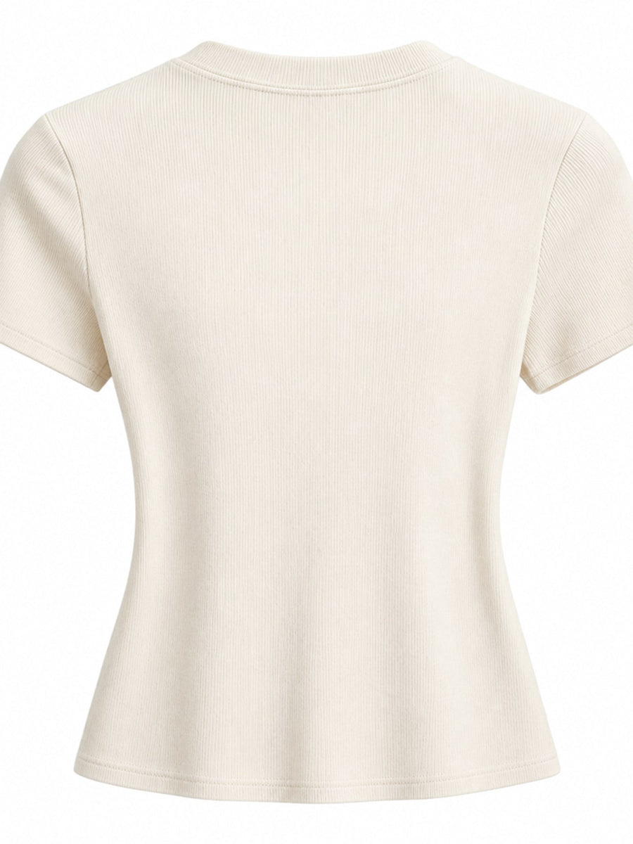 Slim-Fit Crew Neck Basic T-Shirt in Black with stretch