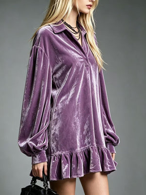 romantic mini dress in Wine Red with collared