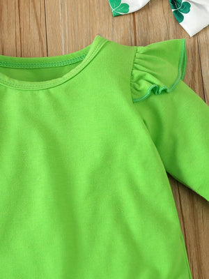 Grass Green with Children's Ruffled Long Sleeve Bodysuit & Dress Set