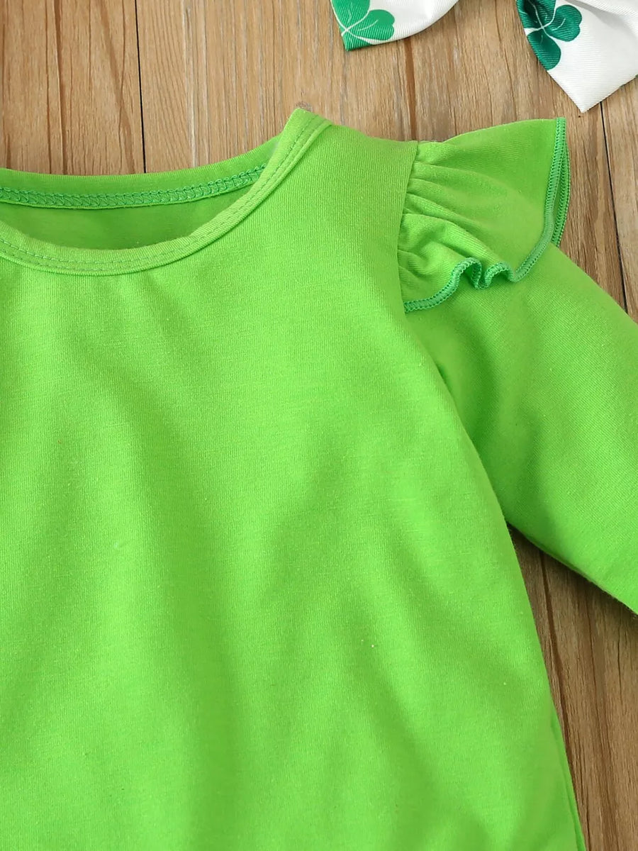Grass Green with Children's Ruffled Long Sleeve Bodysuit & Dress Set