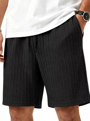 athletic shorts in White with textured and drawstring waist