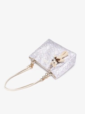 handbag featuring geometric in cream with Polyester Imported Size & texture